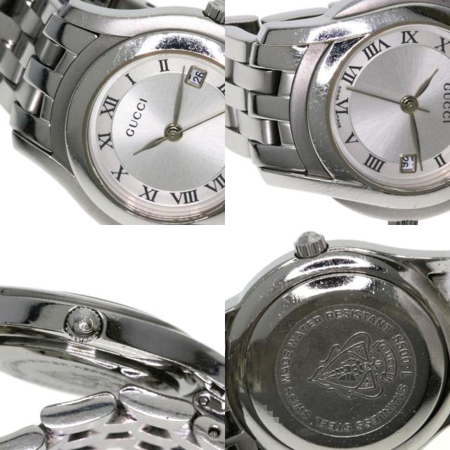 グッチ GUCCI 5500L ラウンドフェイス 腕時計 ステンレススチール SS レディース 中古