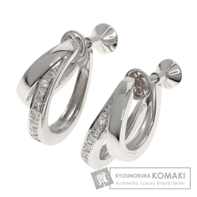 ミキモト MIKIMOTO ダブル フープ ダイヤモンド イヤリング K18ホワイトゴールド 中古