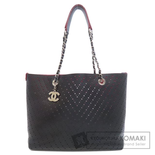 シャネル CHANEL  チェーントート パンチング シルバー金具  トートバッグ グレインド 中古