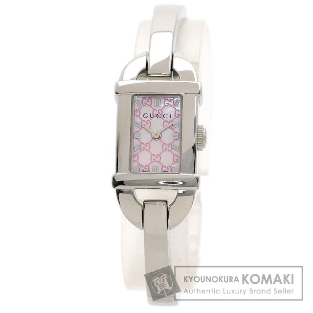 グッチ GUCCI 6800L スクエアフェイス 腕時計 ステンレススチール SS レディース 中古