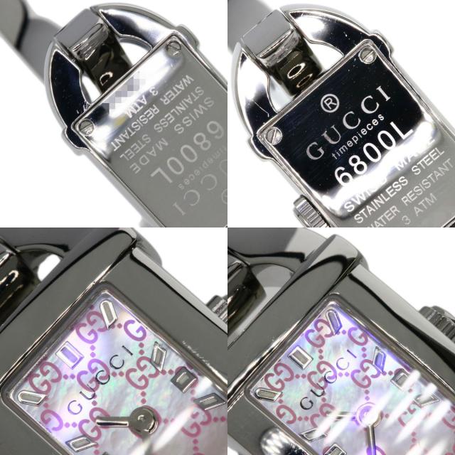 GUCCI ステンレススチール 時計 6800L　レディース GUCCI グッチ 6800L クォーツ ステンレススチール ベージュ文字