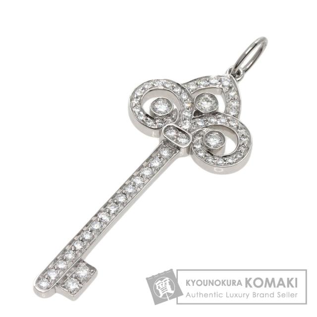 美品【ティファニー】プラチナ　フルール ド リス キー　ダイヤ　ペンダントトップ ティファニー キー フルール ド リス キー ペンダント