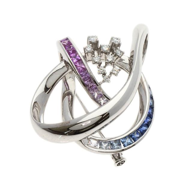 サファイア デザインブローチ WG