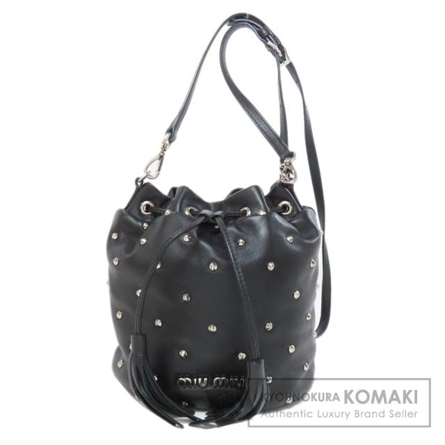 ミュウミュウ MIUMIU  スタッズ  ショルダーバッグ レザー レディース  中古