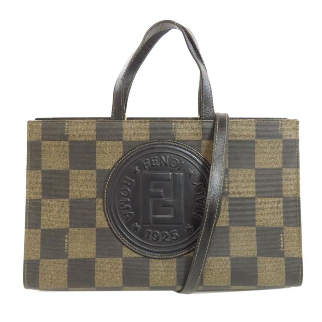 フェンディ FENDI 市松模様 2WAY ハンドバッグ PVC レディース 中古_1