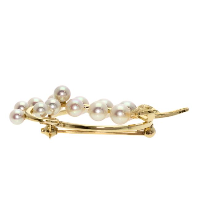 【極美品】MIKIMOTO ミキモト パール　ブローチ　コサージュ　リーフ MIKIMOTO ミキモト ブローチ パール 真珠 5.2-5.9mm リーフ