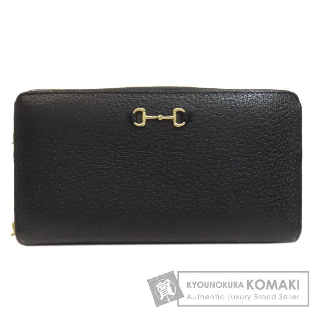 グッチ GUCCI 700484  ラウンドファスナー ホースビット  長財布（小銭入れあり） レザー 中古