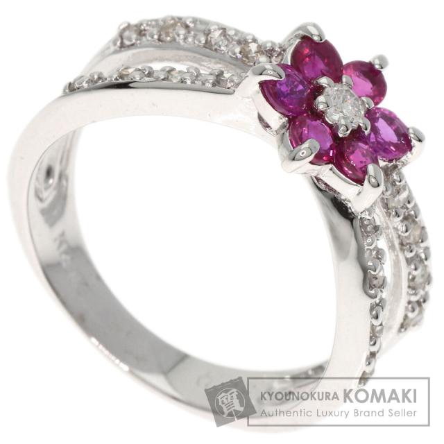 セレクトジュエリー SELECT JEWELRY  フラワー ダイヤモンド ルビー  リング・指輪 中古
