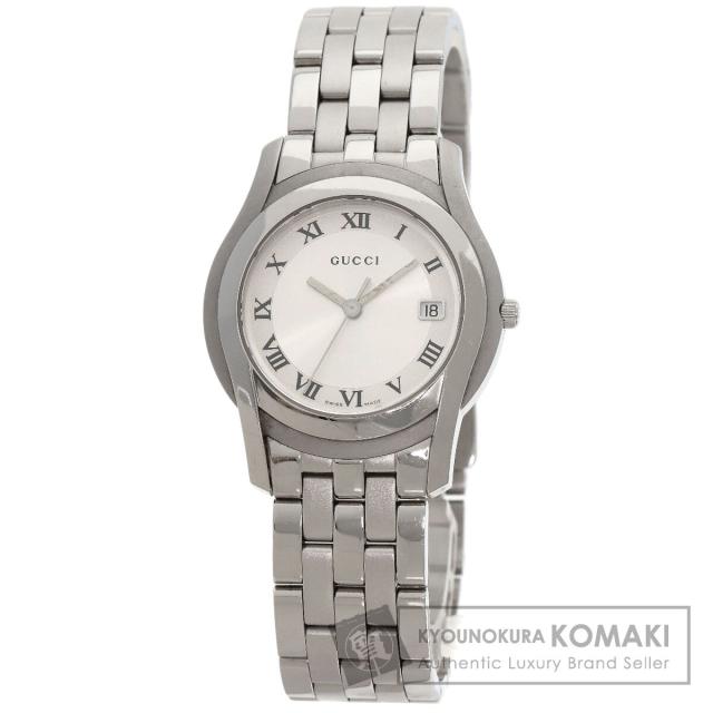 グッチ GUCCI 5500M ラウンドフェイス 腕時計 ステンレススチール SS メンズ 中古