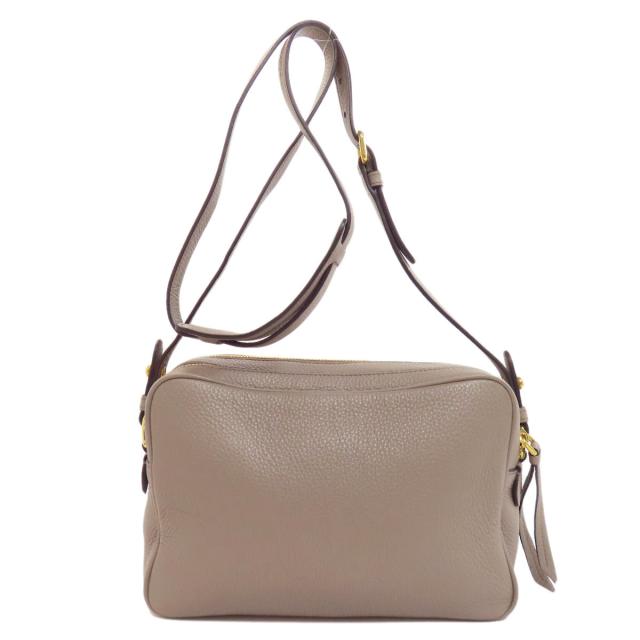 【美品】プラダ カメラバッグ ダブルジップ ショルダーバッグ グレージュ レザー プラダPRADAレザーカメラバックショルダーバッグ