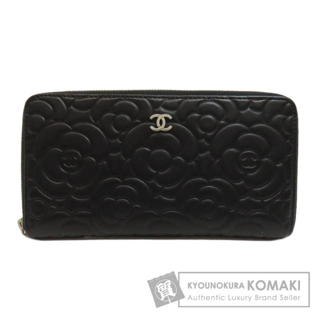 シャネル CHANEL  カメリア シルバー金具  長財布（小銭入れあり） カーフ レディース  中古