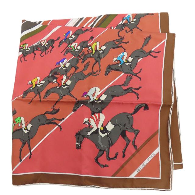 エルメス HERMES カレ90 競馬 スカーフ シルク レディース 中古