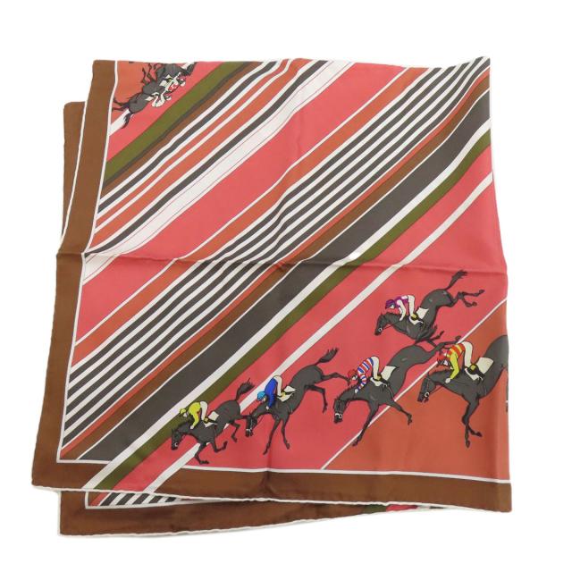 エルメス HERMES カレ90 競馬 スカーフ シルク レディース 中古