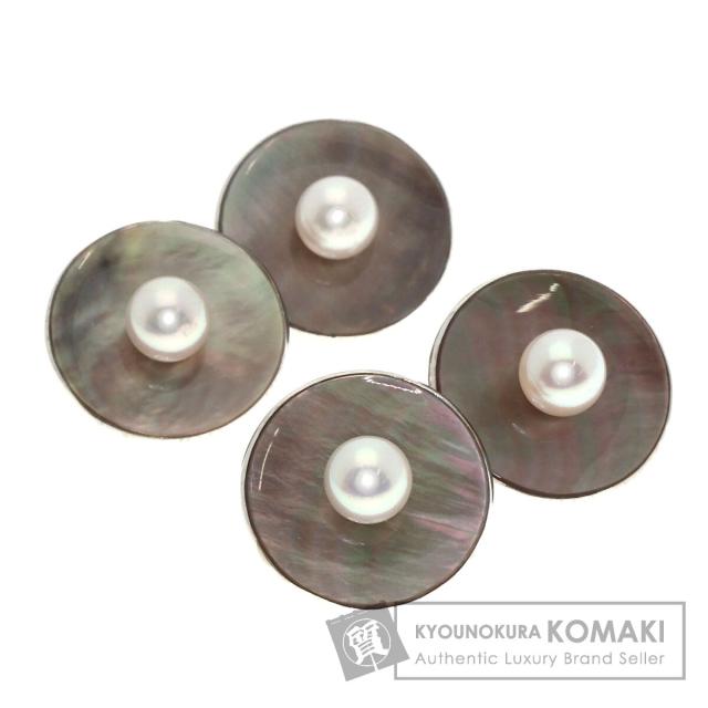 ミキモト MIKIMOTO  パール 真珠 シェル  カフス K14ホワイトゴールド メンズ  中古