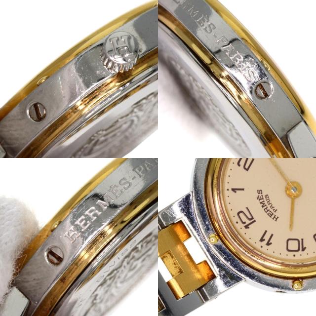 エルメス HERMES クリッパー 旧バックル 腕時計 ステンレススチール SSxGP レディース 中古_5