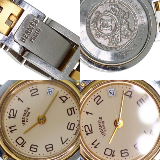 エルメス HERMES クリッパー 旧バックル 腕時計 ステンレススチール SSxGP レディース 中古_8