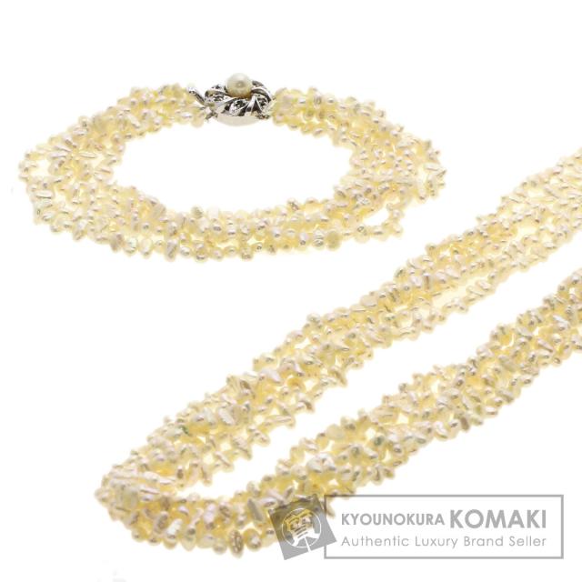 セレクトジュエリー SELECT JEWELRY 淡水パール 真珠 5連 ブレスレット 2点セット ネックレス 中古