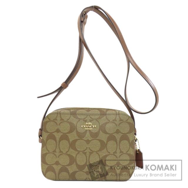 コーチ COACH 91677  ミニ カメラバッグ シグネチャー  ショルダーバッグ PVC レディース  中古
