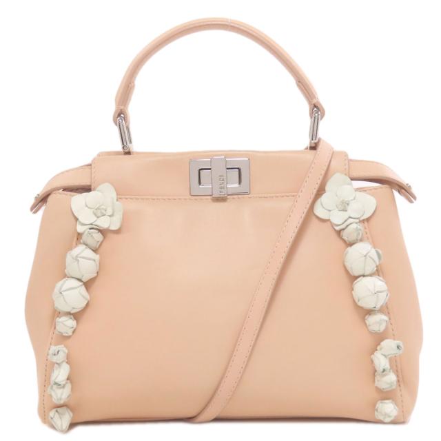 フェンディ FENDI ピーカブーミニ フラワー 2WAY ハンドバッグ カーフ レディース 中古_1