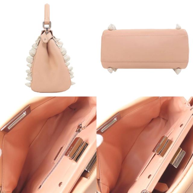 フェンディ FENDI ピーカブーミニ フラワー 2WAY ハンドバッグ カーフ レディース 中古_3