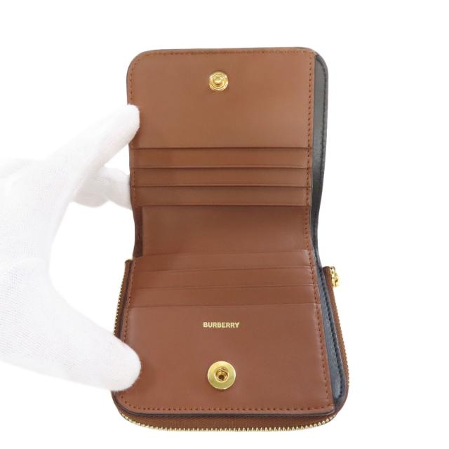 バーバリー BURBERRY  TBロゴパターン  二つ折り財布（小銭入れあり） レザー レディース  中古 バーバリー BURBERRY TBロゴパターン 二つ折り財布（小銭入れあり