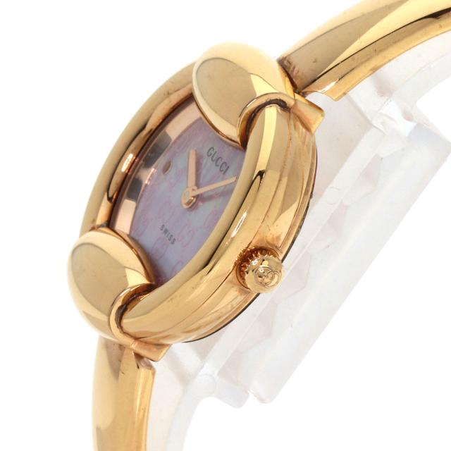 グッチ GUCCI 1400L ラウンドフェイス バングル GG ピンクシェル  