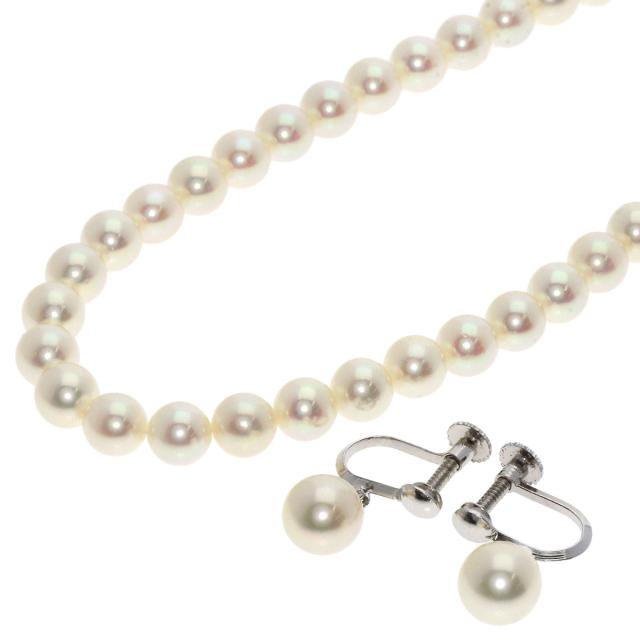 【極上】ミキモト　k14 WG アコヤ　パール　ネックレス　2連　ロング　真珠 MIKIMOTO/ミキモト】 2連 アコヤ真珠 5.5~6mm 白蝶真珠 10mm