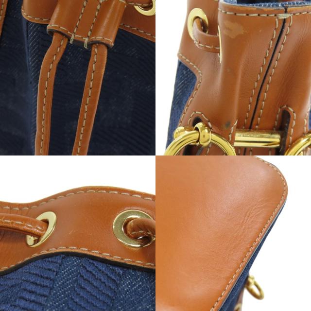 フェンディ FENDI  モン トレゾール ミニ 巾着ショルダー  ショルダーバッグ デニム 中古 フェンディ FENDI モン トレゾール ミニ 巾着ショルダー ショルダー