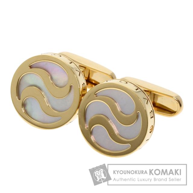 ブルガリ BVLGARI  オプティカル ホワイトシェル  カフス K18イエローゴールド メンズ  中古