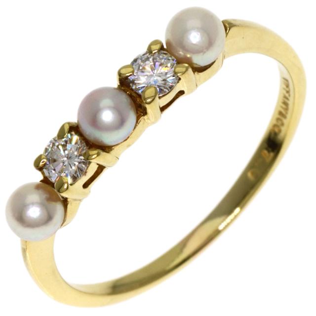 ティファニー TIFFANY&amp;Co.  金剛石 パール 真珠  輪っか・指環 K18黄色ゴールド 中古