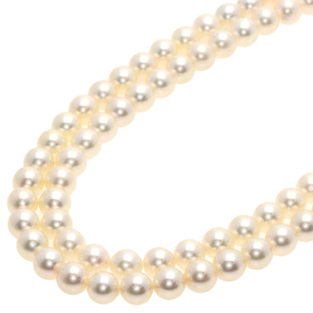 ミキモト MIKIMOTO  パール 真珠 2連  ネックレス K14ホワイトゴールド レディース  中古_1