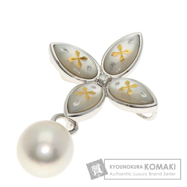 ミキモト MIKIMOTO ピクウェ パール 真珠 TOP 2WAY ブローチ K18ホワイトゴールド レディース 中古