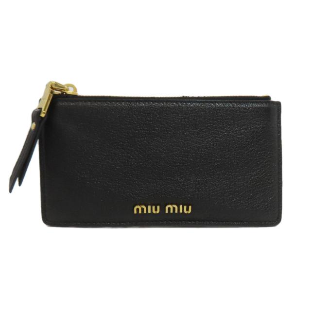 miu miu 黒 レザー コインケース ken様 MIU MIU ブラック レザー コインケース miu ミュウミュウ