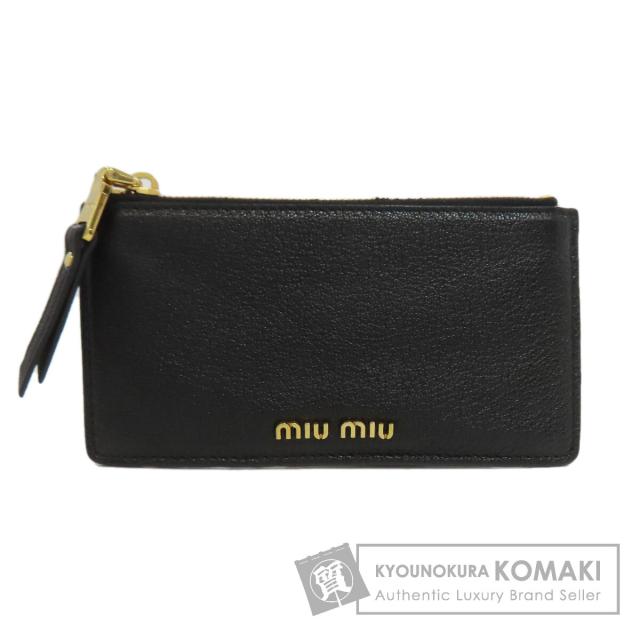 美品　MIUMIU　ミュウミュウ　ヴィンテージ　コインケース　ナッパレザー　黒 ミュウミュウ MIUMIU ロゴ コインケース レザー レディース 中古
