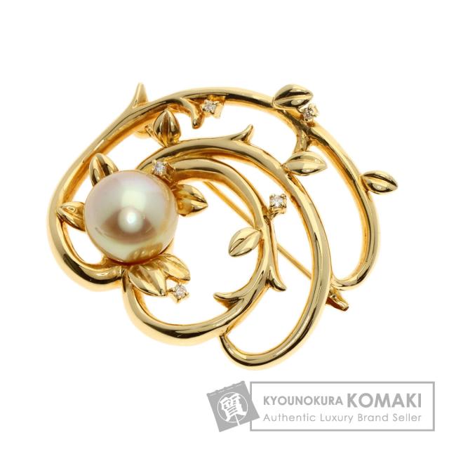 タサキ TASAKI 南洋パール 真珠 ダイヤモンド ブローチ K18イエローゴールド レディース 中古