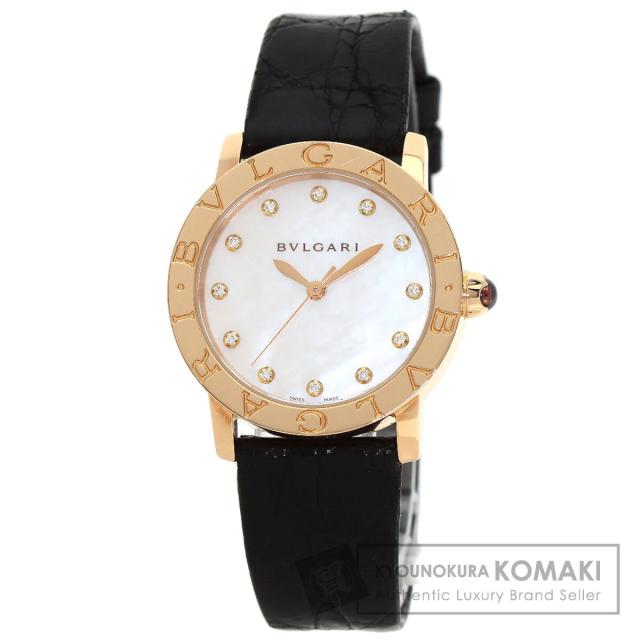 ブルガリ BVLGARI BBLP33G ブルガリブルガリ 12P ダイヤモンド 腕時計 K18ピンクゴールド 革 中古