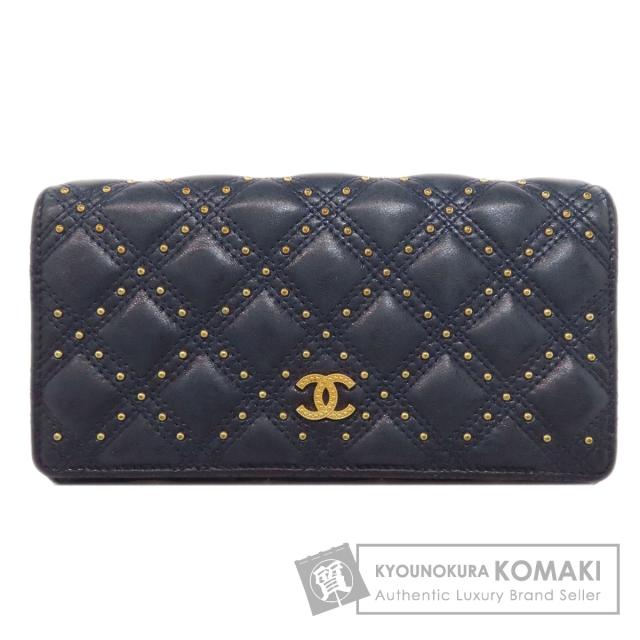 シャネル CHANEL  スタッズ ココマーク ゴールド金具  長財布（小銭入れあり） ラムスキン 中古