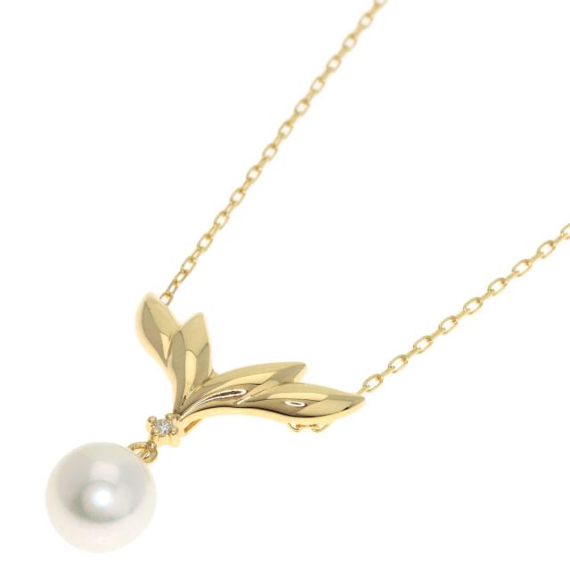 ミキモト MIKIMOTO  パール 真珠 1P ダイヤモンド  ネックレス K18イエローゴールド 中古_1