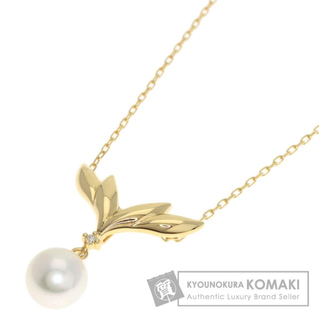 ミキモト MIKIMOTO  パール 真珠 1P ダイヤモンド  ネックレス K18イエローゴールド 中古