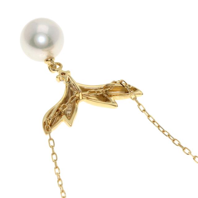 ミキモト MIKIMOTO  パール 真珠 1P ダイヤモンド  ネックレス K18イエローゴールド 中古_2