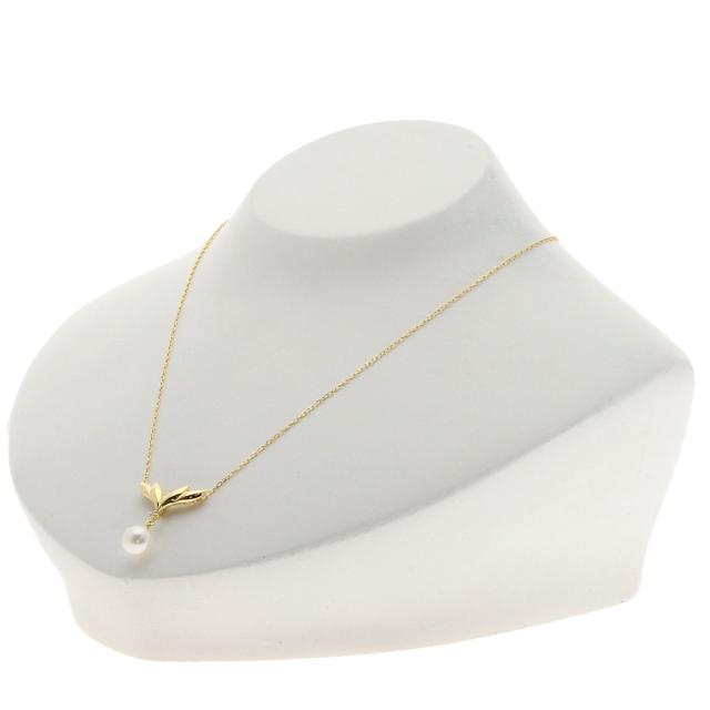 ミキモト MIKIMOTO  パール 真珠 1P ダイヤモンド  ネックレス K18イエローゴールド 中古_4