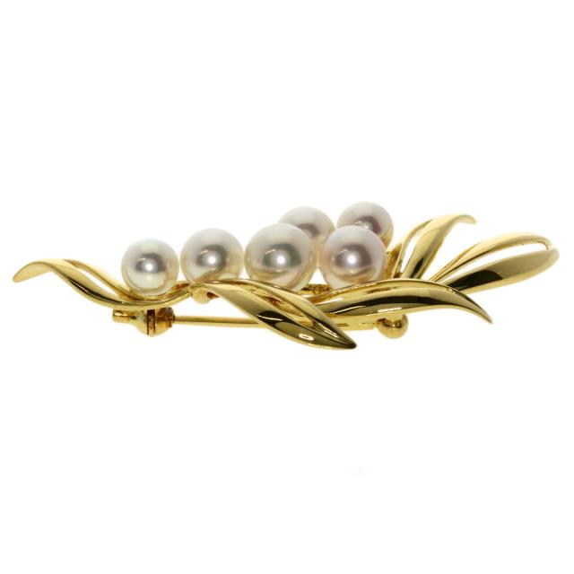 ミキモト MIKIMOTO パール 真珠 ブローチ K18イエローゴールド