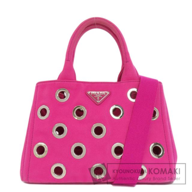 プラダ PRADA 1BG439  カナパミニ パンチング 2WAY  ハンドバッグ キャンバス レディース  中古