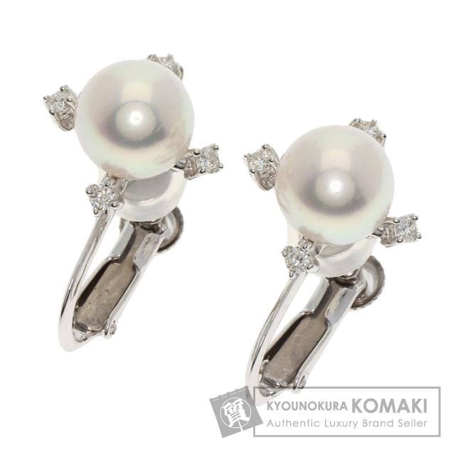 タサキ TASAKI パール 真珠 ダイヤモンド イヤリング K18ホワイトゴールド レディース 中古