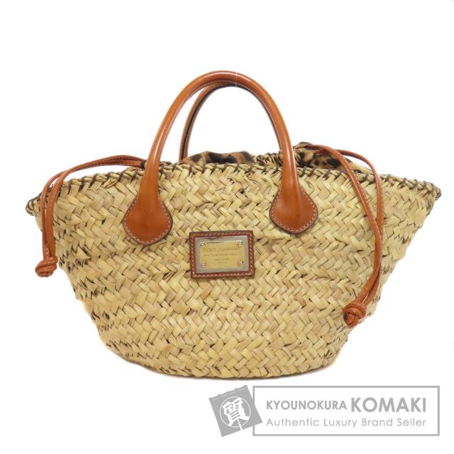 ドルチェアンドガッバーナ Dolce&Gabbana  かごバッグ レオパード  トートバッグ ラフィア 中古