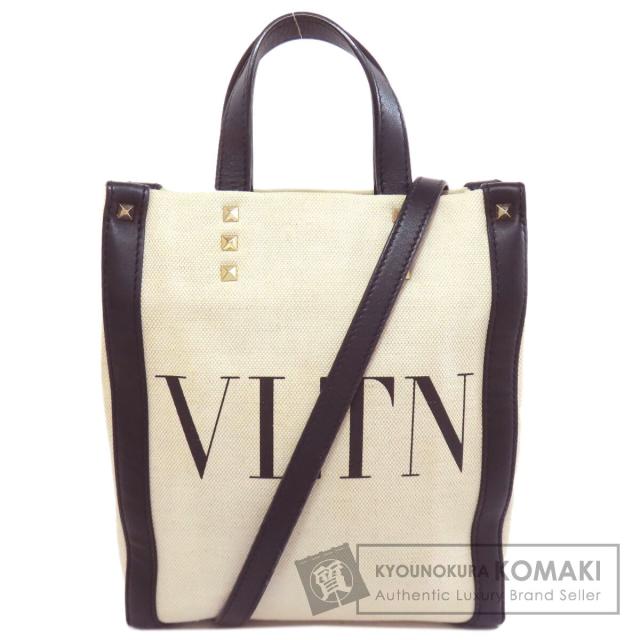 バレンティノ VALENTINO  スタッズ 2WAY  ハンドバッグ キャンバス レディース  中古