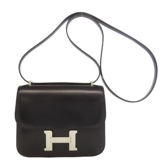エルメス HERMES  コンスタンスミニ しろがね色金具  ショルダーバッグ ボックスカーフ 中古