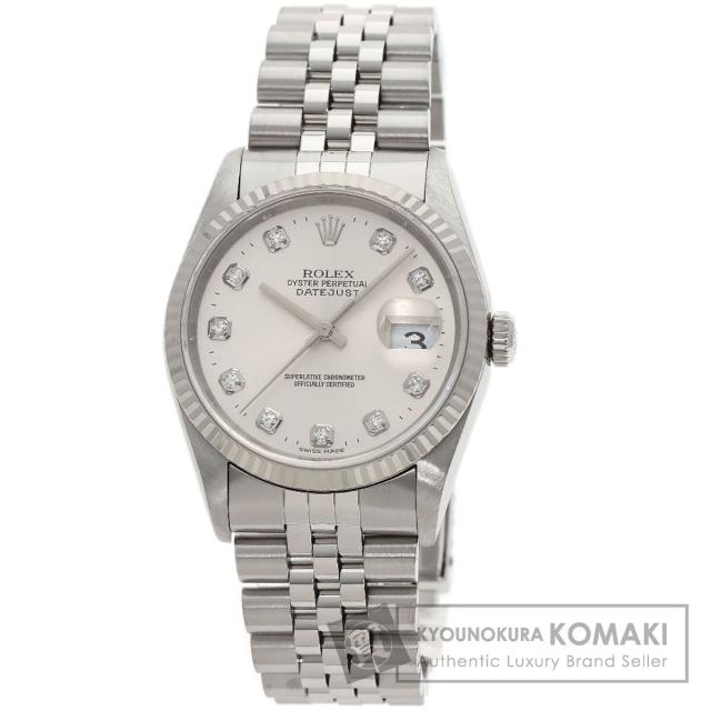 ロレックス ROLEX 16234G デイトジャスト 10P ダイヤモンド 腕時計 ステンレススチール SS 中古
