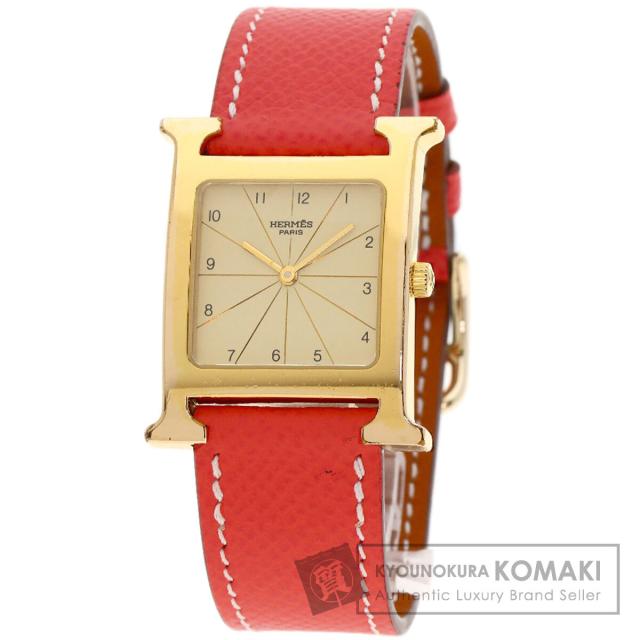 エルメス HERMES H1.501  Hウォッチ  腕時計 GP 革   レディース  中古