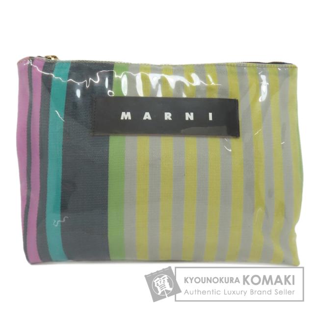 マルニ MARNI  ストライプ  クラッチバッグ レザー レディース  中古